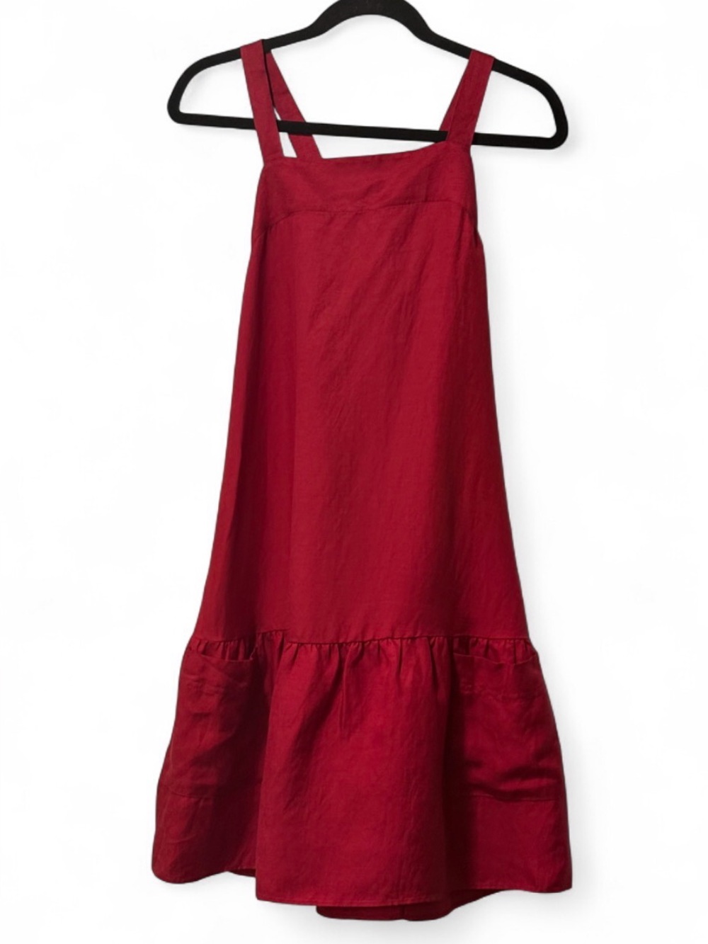 Banana Republic Red Viscose Linen Flounce Hem Mini Dress NWT Size S